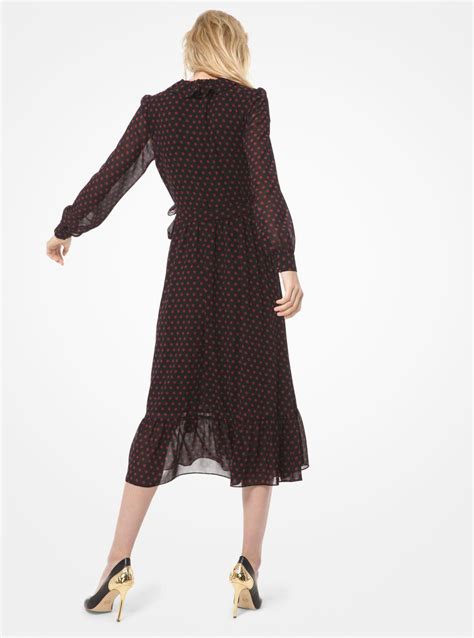 michael michael kors mini-dot long-sleeve dress|michael kors georgette dress.